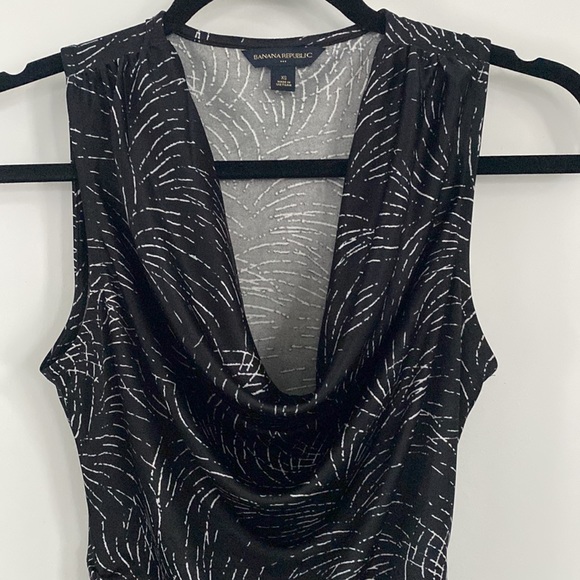 BANANA REPUBLIC | Black/White Sleeveless Drape Cowl Neck Blouse XS - Picture 5 of 8